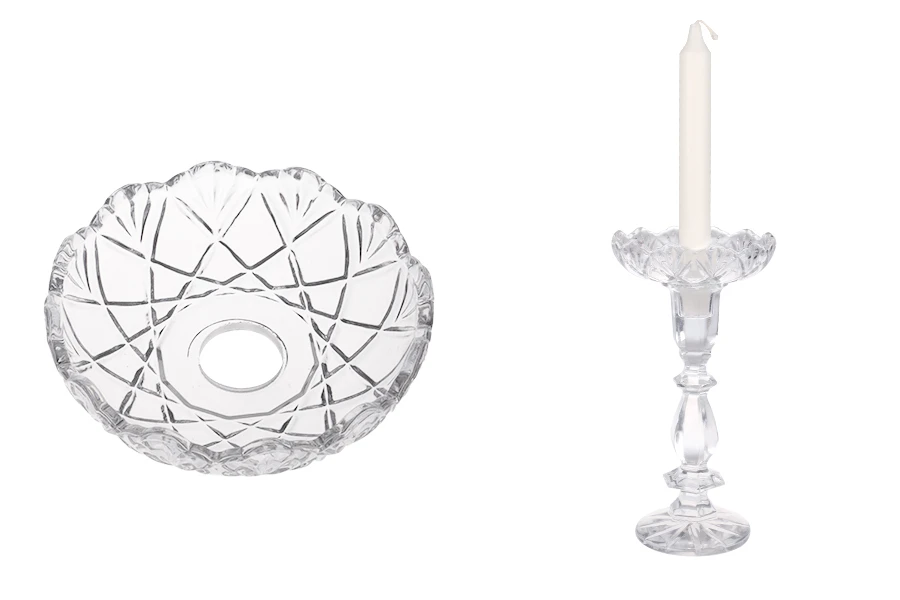 Glass transparent bobeche 120x30 with 26 mm center hole for candlesticks and chandeliers