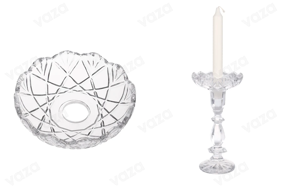 Bobèche en verre transparent 120x30 avec trou central de 26 mm pour bougeoirs et lustres-photo_groupe
