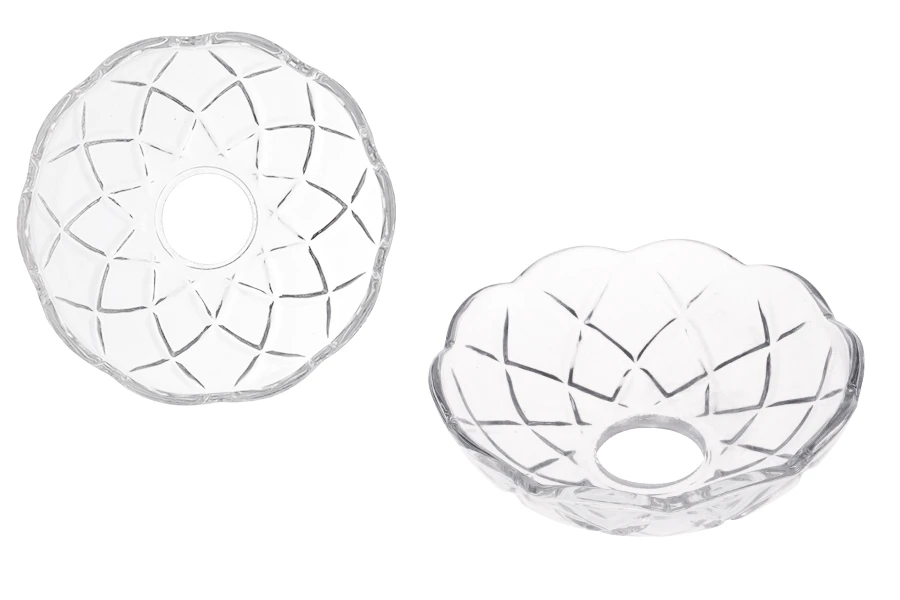 Bobeche in vetro trasparente 100x30 con foro centrale da 26 mm per candelieri e lampadari