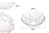 Bobeche in vetro trasparente 100x30 con foro centrale da 26 mm per candelieri e lampadari