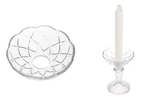 Bobeche in vetro trasparente 100x30 con foro centrale da 26 mm per candelieri e lampadari-3