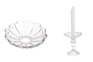 Bobèche en verre transparent 110x26 avec trou central de 26 mm pour bougeoirs et lustres de différentes couleurs-3
