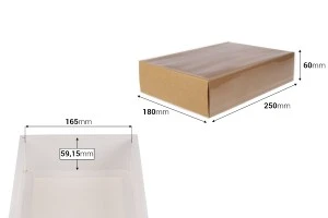 Boîte d'emballage en papier (300 g/m²) 250x180x60 mm avec fenêtre transparente à tiroir en blanc et kraft - 12 pièces-2