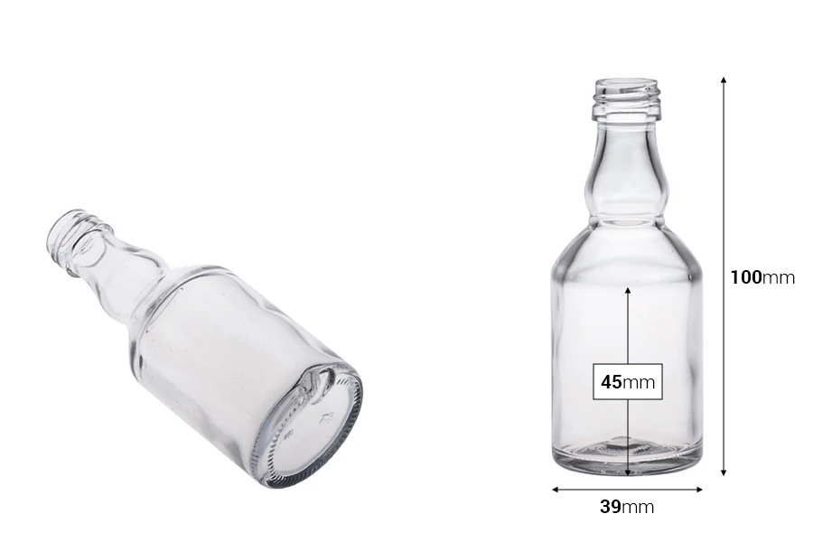 Mini 50ml bottle for spirits with PP18 finish