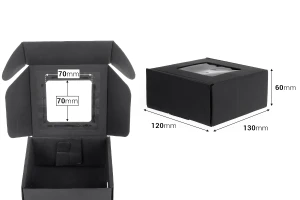 Black kraft paper packaging box with window 130x120x60 mm - 20 pcs-2