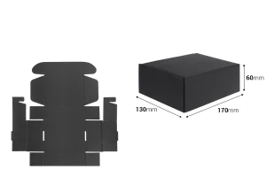 Black kraft paper packaging box without window 170x130x60 mm-2