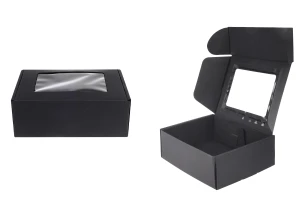 Black kraft paper packaging box with window 170x130x60 mm - 20 pcs-1