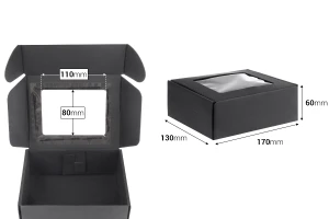 Black kraft paper packaging box with window 170x130x60 mm - 20 pcs-2