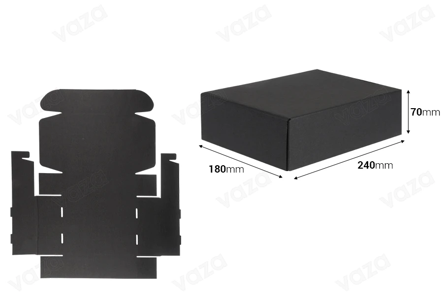 Scatola di imballaggio in carta kraft nera senza finestra 240x180x70 mm-dimensioni_immagine