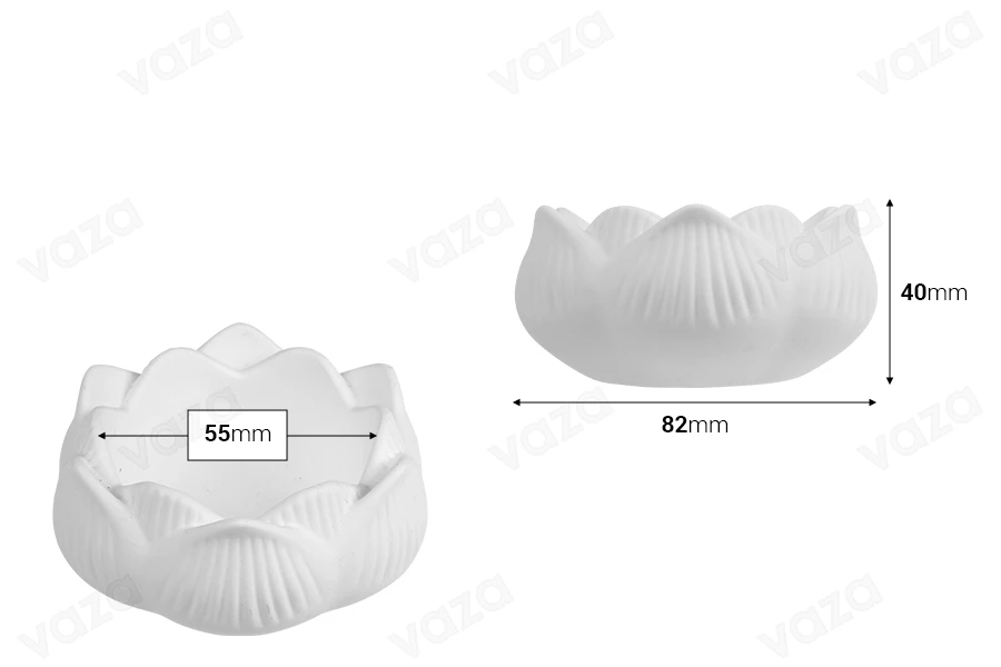 Portacandele decorativo in gesso a forma di fiore 82x40 mm Portacandele decorativo in gesso a forma di fiore 82x40 mm-dimensioni_immagine