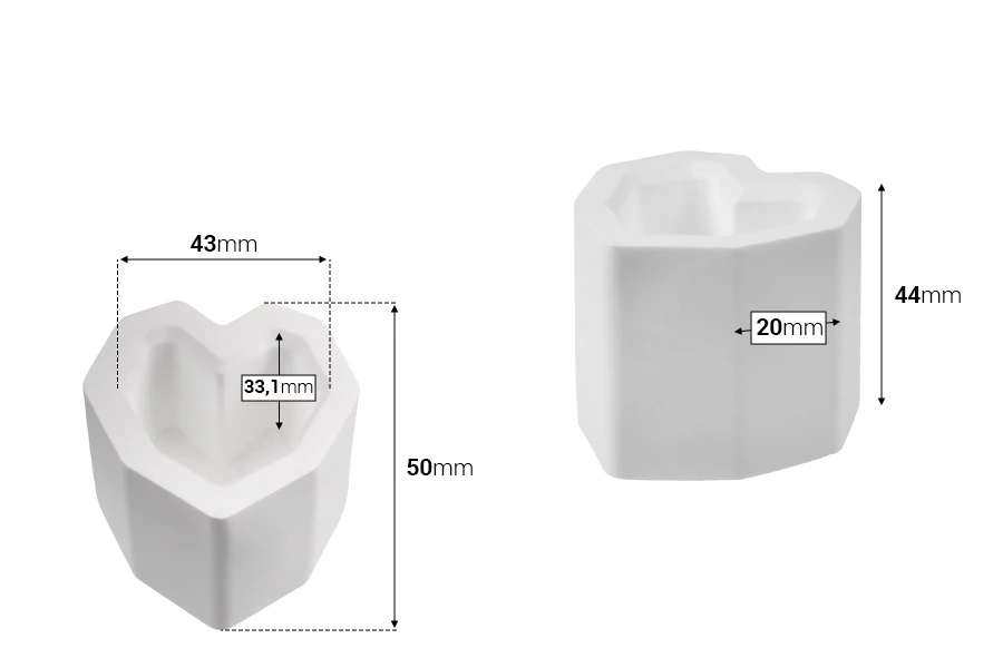 Γύψινη διακοσμητική καρδιά 44x50 mm για κερί