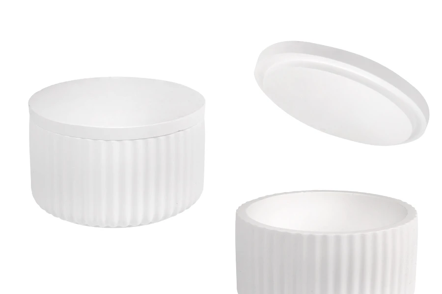Γύψινο δοχείο 103x60 mm με καπάκι για κερί Γύψινο δοχείο 103x60 mm με καπάκι για κερί