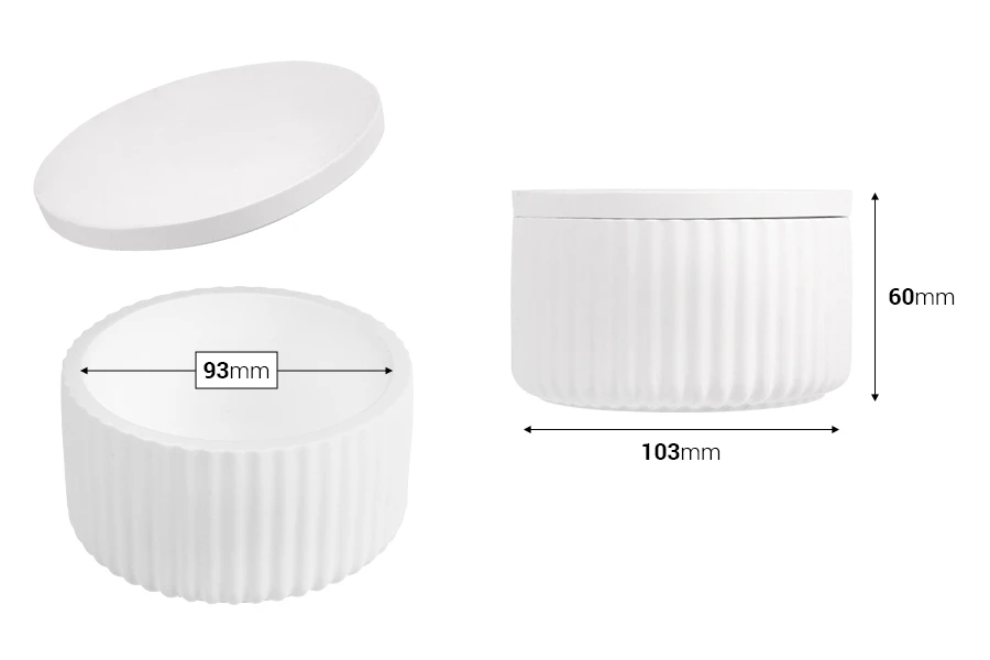 Γύψινο δοχείο 103x60 mm με καπάκι για κερί Γύψινο δοχείο 103x60 mm με καπάκι για κερί