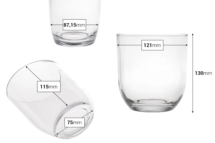 Transparent glass decorative jar 121x130 mm for candle