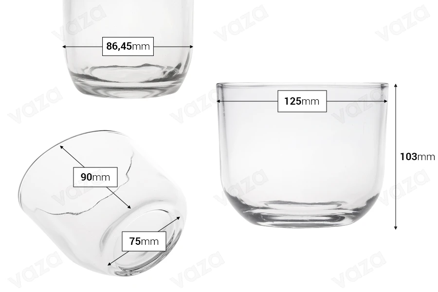 Dekoratives Glasgefäß aus Klarglas 125x103 mm für Kerze-bildabmessungen