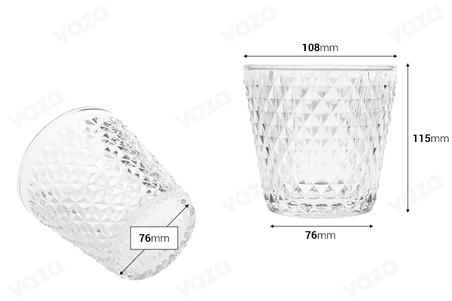Pot décoratif en verre transparent 108/76x115 mm pour bougie Pot décoratif en verre transparent 108/76x115 mm pour bougie-photo_dimensions
