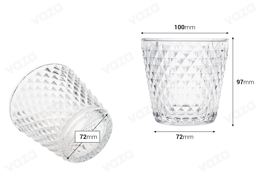Dekorativer Glasbehälter aus Klarglas 100/72x97 mm für Kerze-bildabmessungen