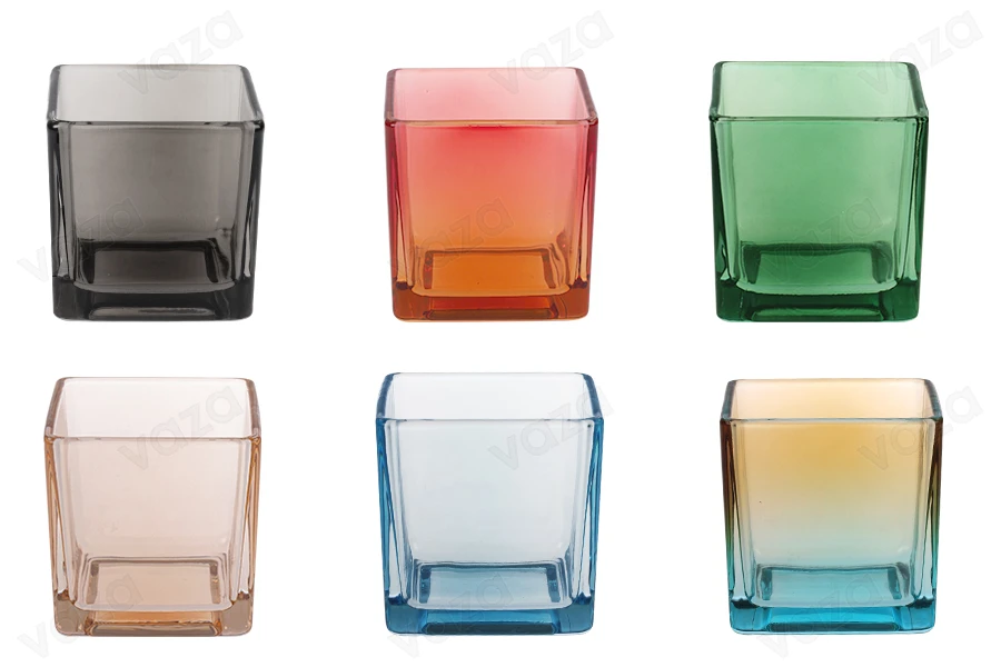 Glass square decorative vase 60x60 mm in different colors-image_product