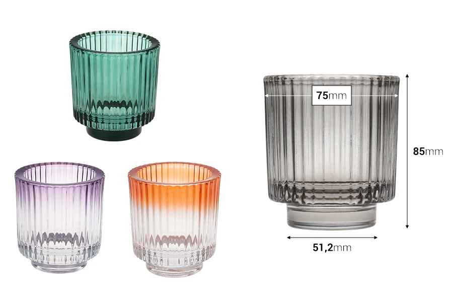Pot décoratif en verre 75x85 mm en différentes couleurs