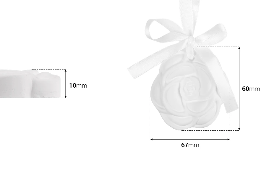 Diffusore in gesso a forma di fiore 67x10 mm con nastro bianco (profumato)