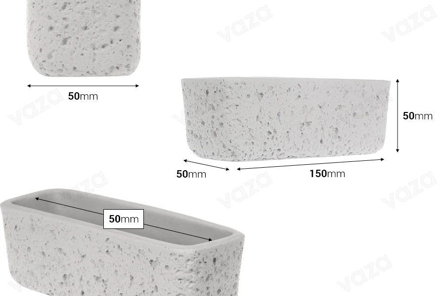 Διακοσμητικό δοχείο 150x50x50 mm από τσιμέντο Διακοσμητικό δοχείο 150x50x50 mm από τσιμέντο-εικόνα_διαστάσεις