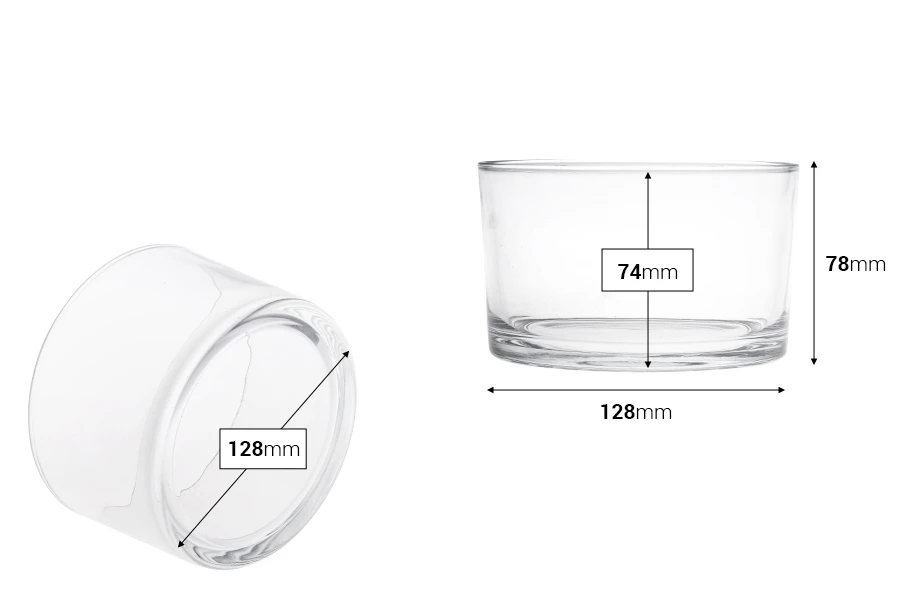 Γυάλινο κυλινδρικό δοχείο 750ml (128x78 mm)