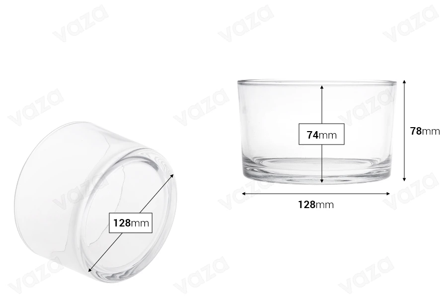 Zylindrischer Glasvase 750ml (128x78 mm)-bildabmessungen