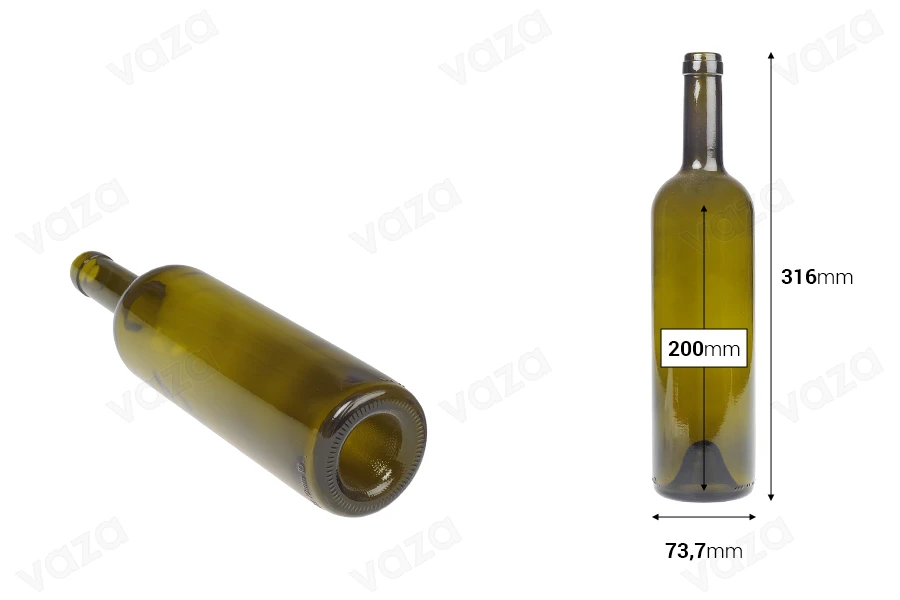 750ml Uvag Europea wine bottle with 18.3 mm finish - available in package with 35 pcs-image_dimensions