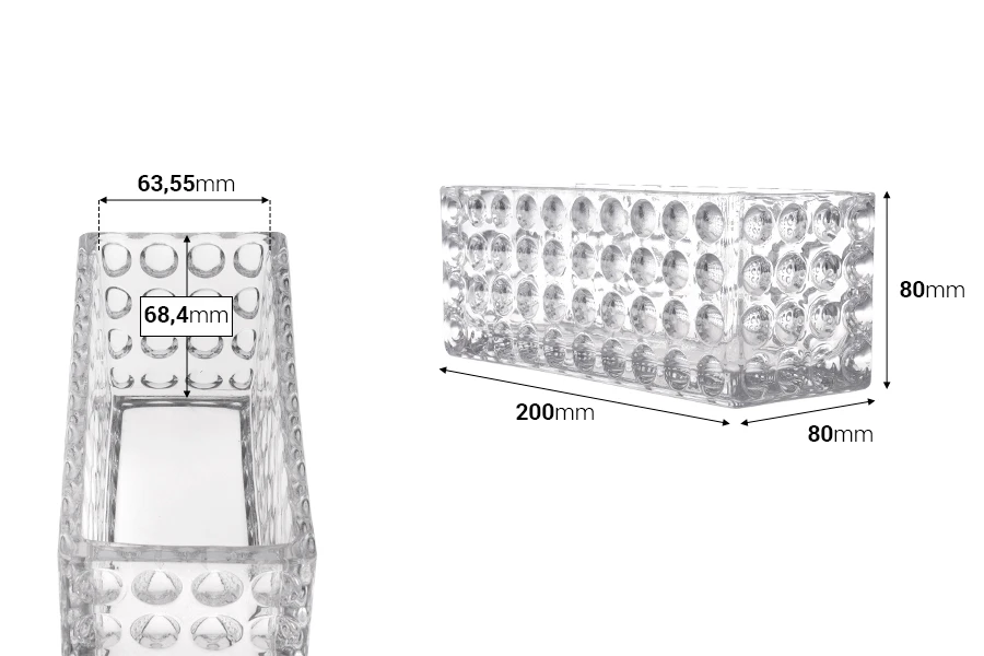 Γυάλινο διάφανο διακοσμητικό δοχείο 200x80x80 mm για κερί Γυάλινο διάφανο διακοσμητικό δοχείο 200x80x80 mm για κερί