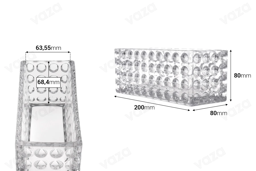 Dekorativer transparenter Glasbehälter 200x80x80 mm für Kerze Dekorativer transparenter Glasbehälter 200x80x80 mm für Kerze-bildabmessungen