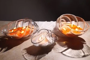 Γυάλινο διάφανο διακοσμητικό δοχείο σε σχήμα κοχυλιού 150 mm για κερί-3