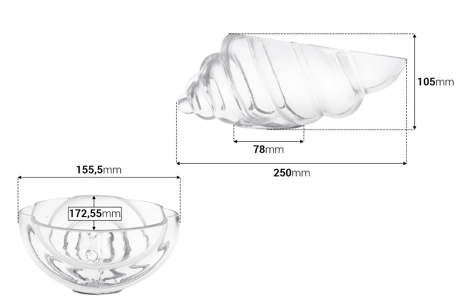 Vase coquillage décoratif en verre 250 mm pour bougies