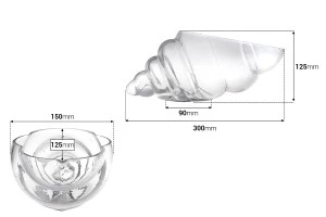 Vase coquillage décoratif en verre 300 mm pour bougies-2