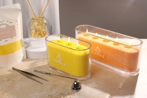 Pot décoratif en verre transparent 200x80x120 mm  pour bougie-3