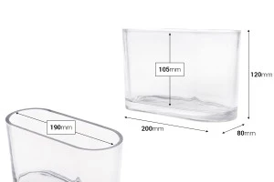 Pot décoratif en verre transparent 200x80x120 mm  pour bougie-2