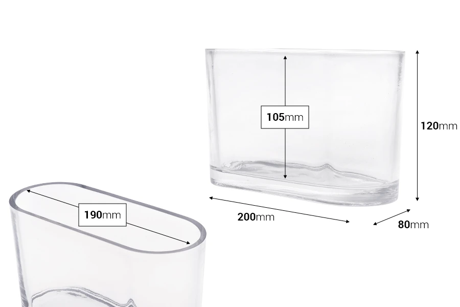 Γυάλινο διάφανο διακοσμητικό δοχείο 200x80x120 mm για κερί Γυάλινο διάφανο διακοσμητικό δοχείο 200x80x120 mm για κερί