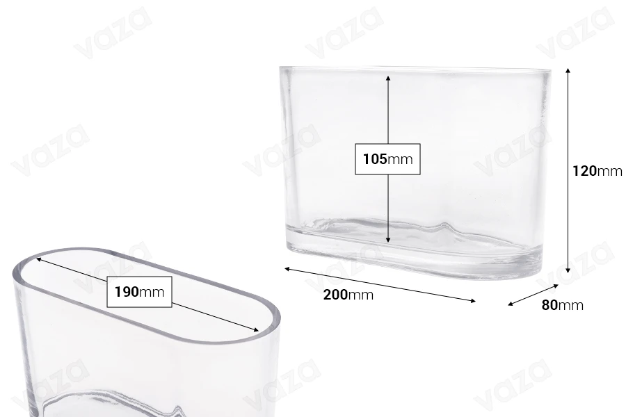 Γυάλινο διάφανο διακοσμητικό δοχείο 200x80x120 mm για κερί Γυάλινο διάφανο διακοσμητικό δοχείο 200x80x120 mm για κερί-εικόνα_διαστάσεις