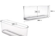Γυάλινο διάφανο διακοσμητικό δοχείο 300x80x120 mm για κερί Γυάλινο διάφανο διακοσμητικό δοχείο 300x80x120 mm για κερί