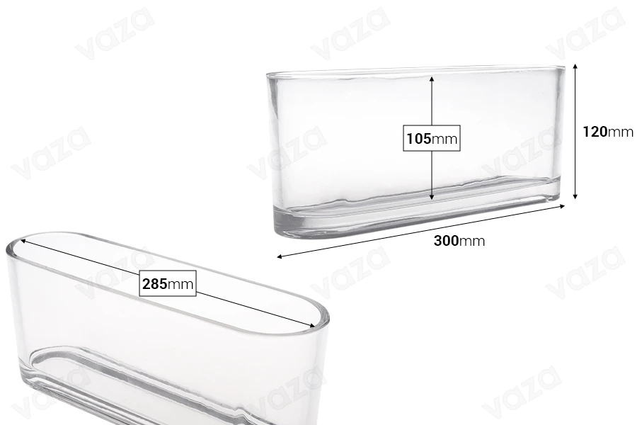 Dekorativer transparenter Glasbehälter 300x80x120 mm für Kerze-bildabmessungen