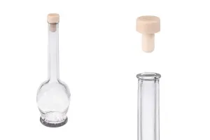 100ml glass flask for spirits with cork stopper and PP11 finish-1