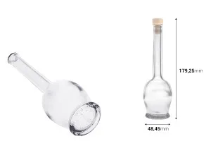 100ml glass flask for spirits with cork stopper and PP11 finish-2