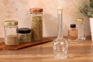 100ml glass flask for spirits with cork stopper and PP11 finish-6