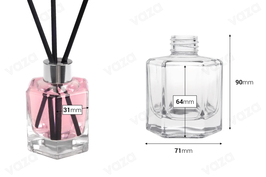 120 ml transparente Glasflasche mit Rattanstäbchen für den Diffusor-bildabmessungen