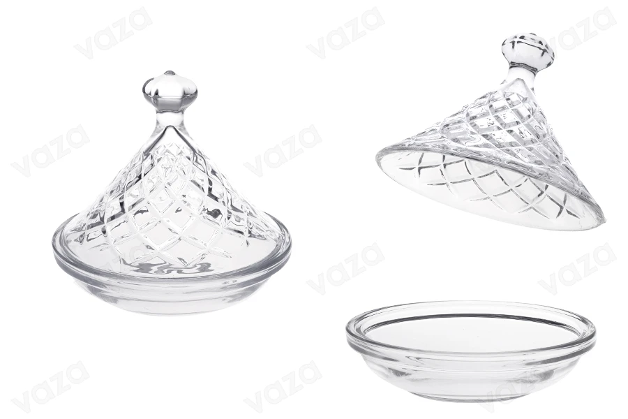 Decorative glass candy jar with lid - 125x125 mm-image_product