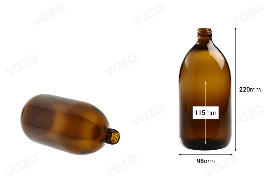 1000ml amber pharmacy glass bottle for perfumes and essential oils-image_dimensions