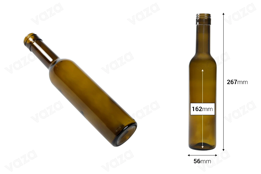 Flacon verre 375 ml UVAG avec bec PP 31.5 - 36 pcs Flacon verre 375 ml UVAG avec bec PP 31.5 - 36 pcs-photo_dimensions