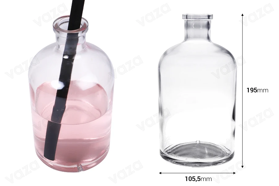 Γυάλινο κυλινδρικό μπουκάλι 1000 ml για αρωματικό χώρου Γυάλινο κυλινδρικό μπουκάλι 1000 ml για αρωματικό χώρου-εικόνα_διαστάσεις