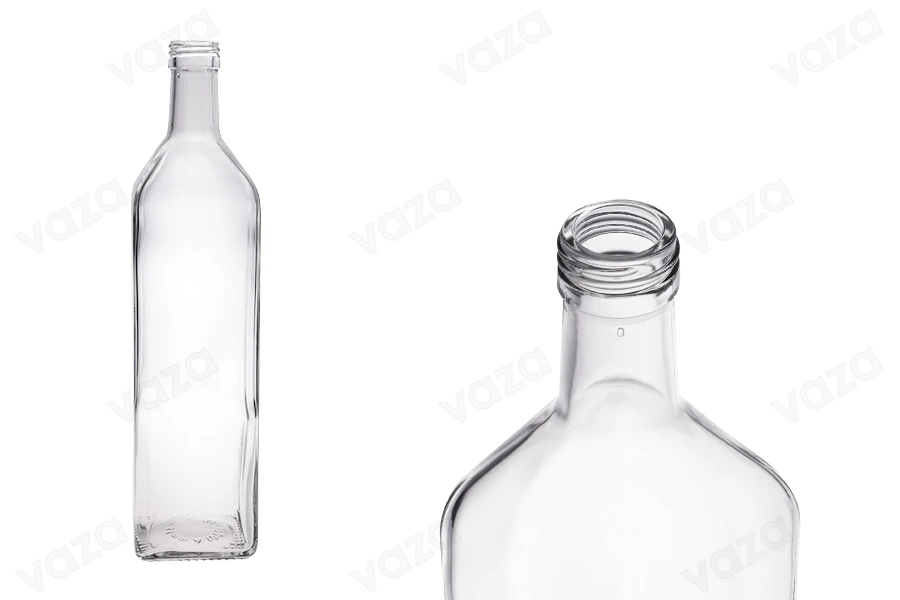 Γυάλινο μπουκάλι 1000 ml διάφανο Marasca με στόμιο PP 31.5 - 20 τμχ-εικόνα_προϊοντική