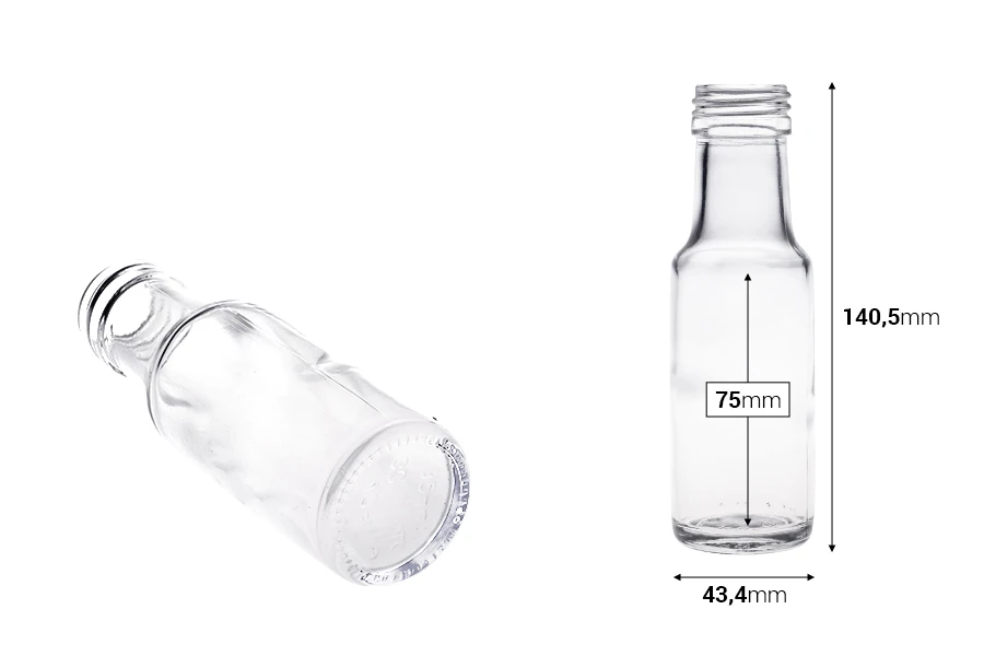 Γυάλινο διάφανο μπουκάλι 100 ml Dorica με στόμιο PP 31.5 - 62 τμχ