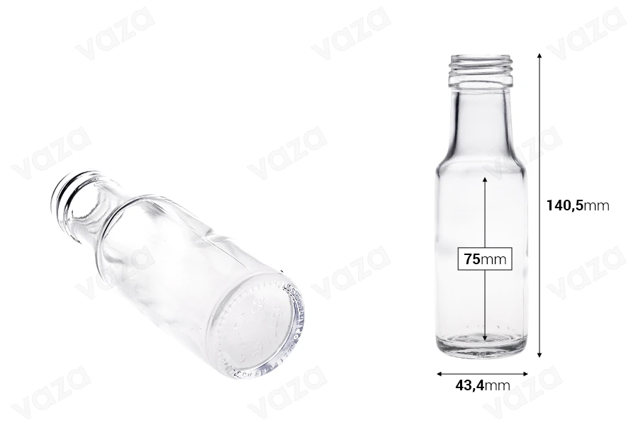 Γυάλινο διάφανο μπουκάλι 100 ml Dorica με στόμιο PP 31.5 - 62 τμχ Γυάλινο διάφανο μπουκάλι 100 ml Dorica με στόμιο PP 31.5 - 62 τμχ-εικόνα_διαστάσεις